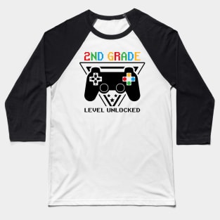 2nd Grade Level Unlocked First Day of School Video Gamer Baseball T-Shirt